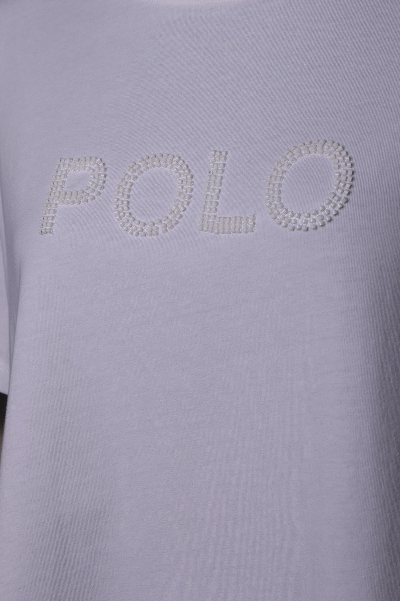Polo T-Shirt Ladies Addison Beaded Classic White